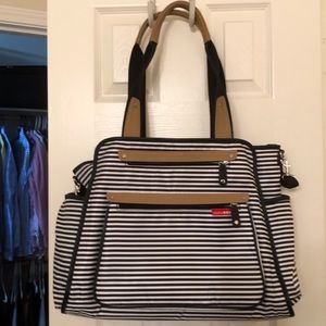 Skip hop navy and white diaper bag